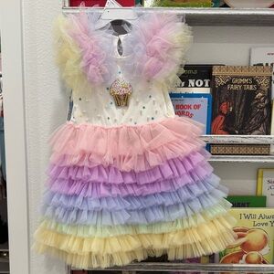 Lola & the Boys Rainbow Tulle Kids Costume Dress